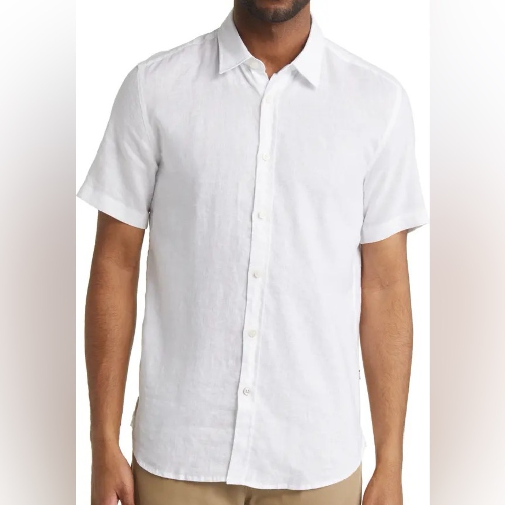Hugo Boss Short Sleeve Linen Button Down